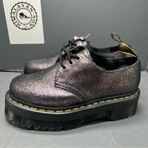 DR MARTENS PLATFORM SHOES 1461 QUAD FUR LINED METALLIC LEATHER Women Size 6 NEW